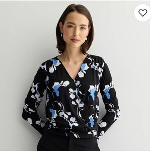 Nine West Long Sleeve Drapey Wrap Top